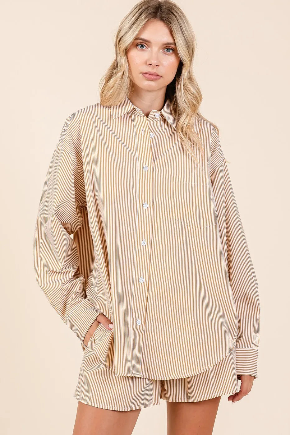 Bronze Mittoshop Striped Shirt And Shorts Set 1