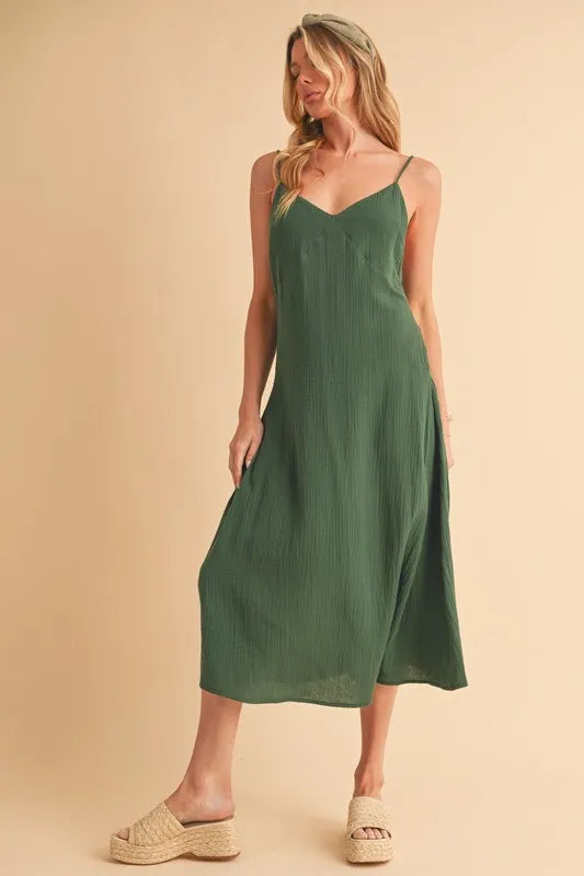 Emerald Aemi Co Side Button Midi Cami Dress 2