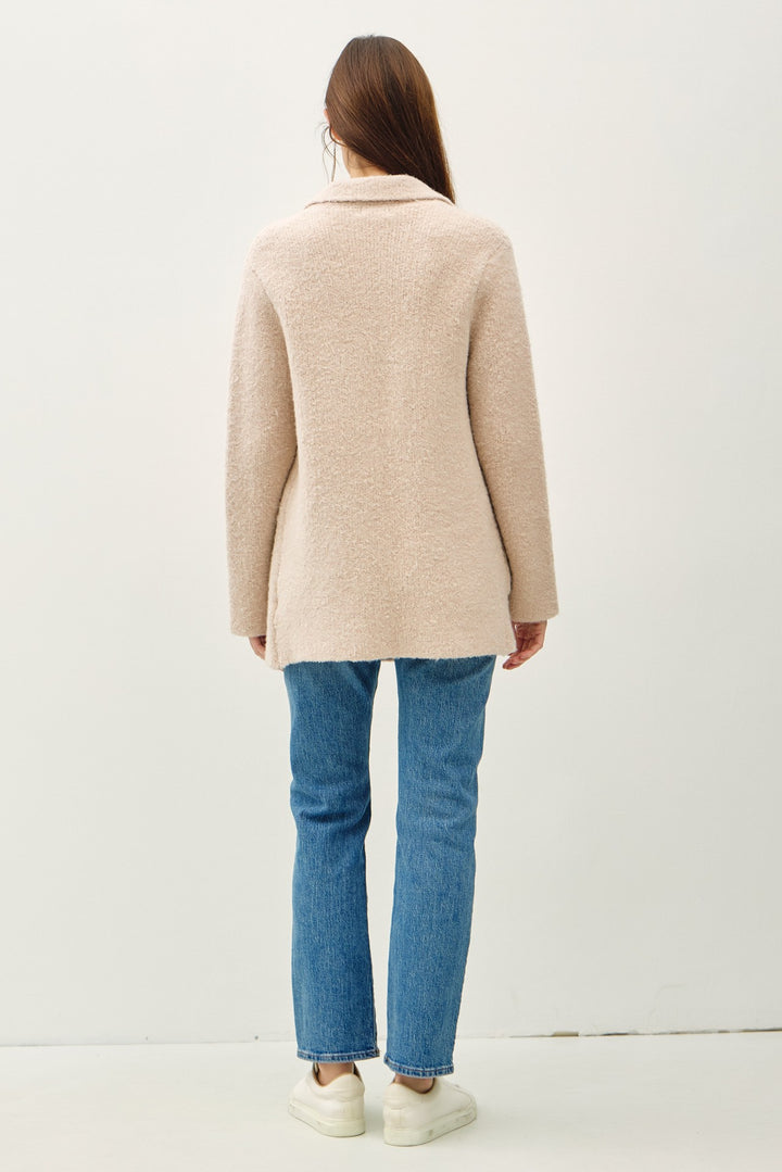 Be Cool Textured Double Breasted Coat With Pockets