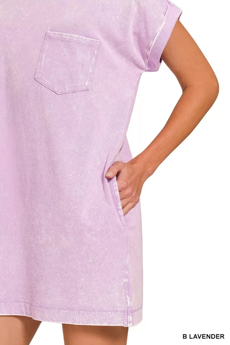 Zenana Premium Cotton Washed T Shirt Dress 1