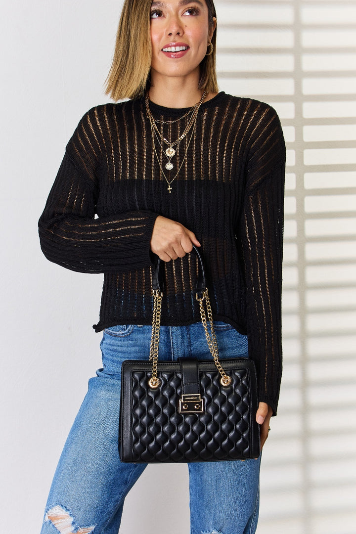 David Jones Quilted Pu Leather Handbag