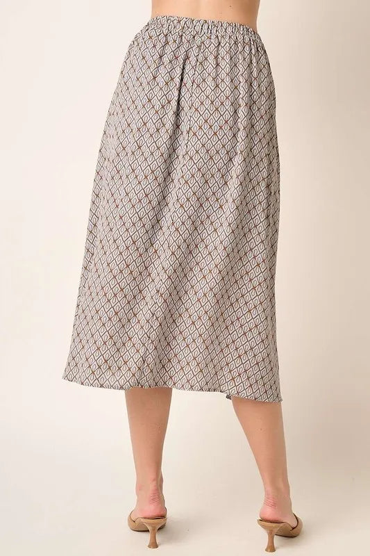 Taupe Mittoshop Printed Midi Skirt