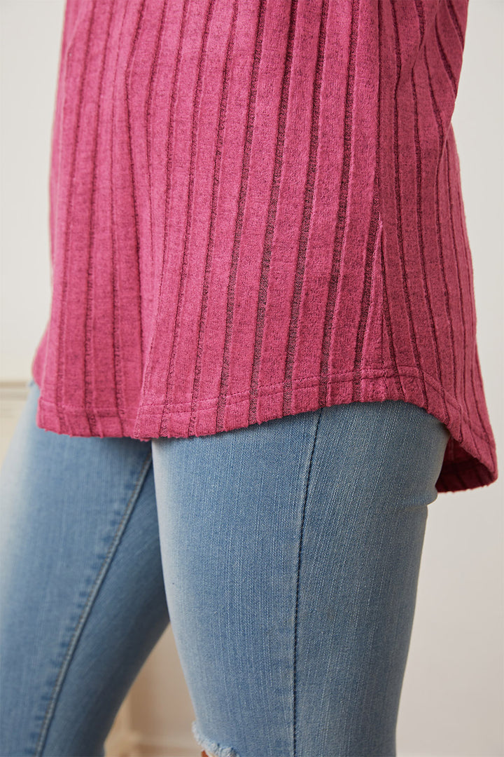 Rust Basic Bae Full Size Ribbed Thumbhole Sleeve T Shirt