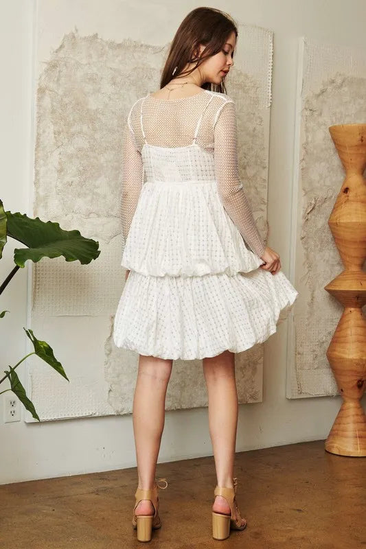 Davi Dani Checker Print Side Pockets Textured Mini Dress