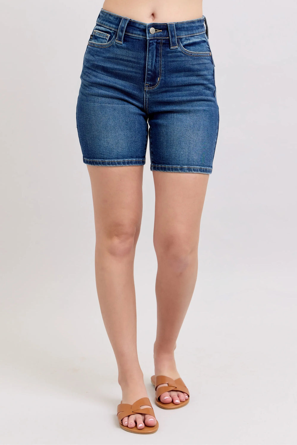Dk Judy Blue Full Size High Waist Bermudas Jeans W Back Flap Pockets Plus Size