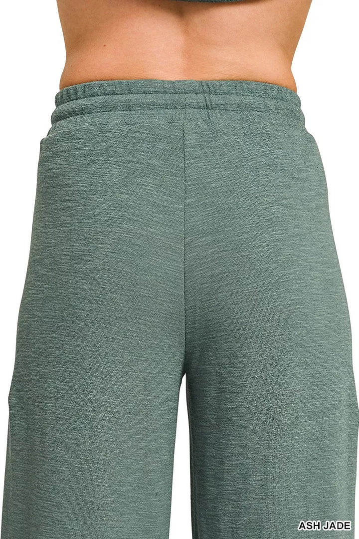 Zenana Cotton Slub Short Sleeve Tee And Pants Set 4