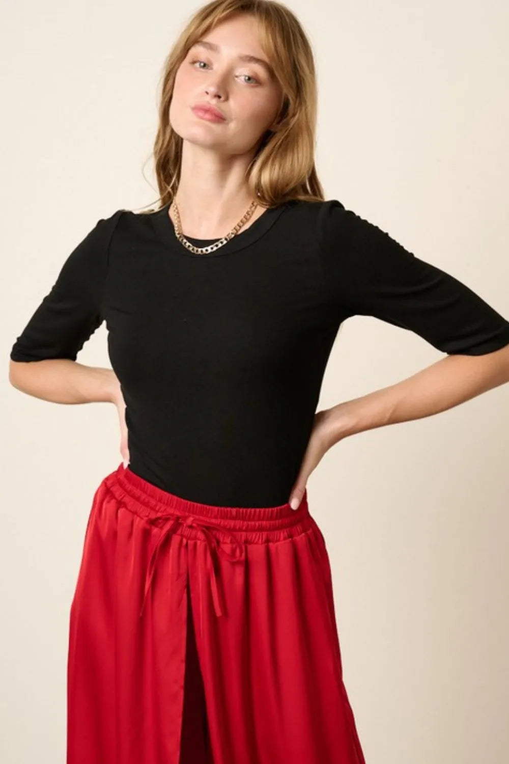 Black Mittoshop Round Neck Half Sleeve T Shirt 2