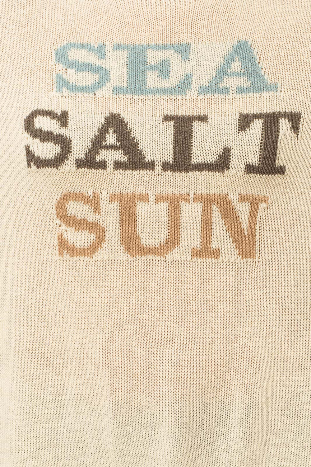 White Round Neck Long Sleeve Sea Salt Sun Sweater