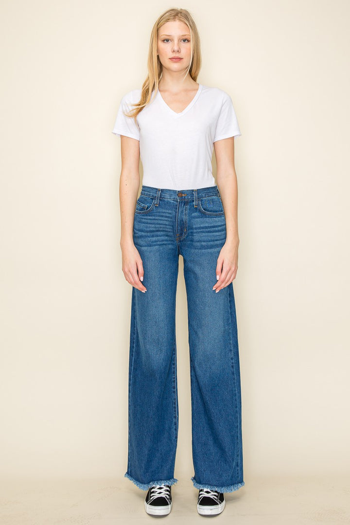 Medium Wash Western Denim Wild Leg Jeans Pants Wester
