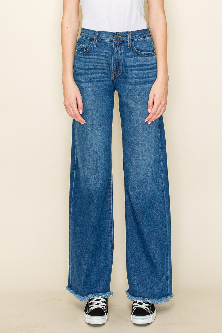 Medium Wash Western Denim Wild Leg Jeans Pants Wester
