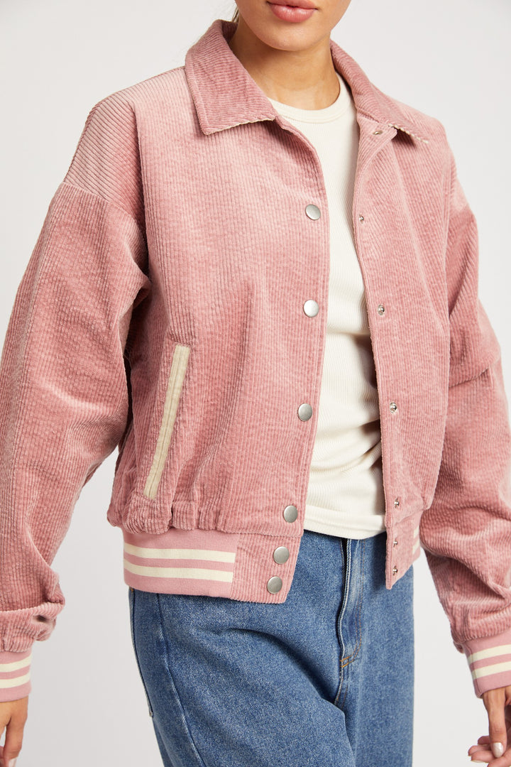 Rose Bomber Jacket With Collar