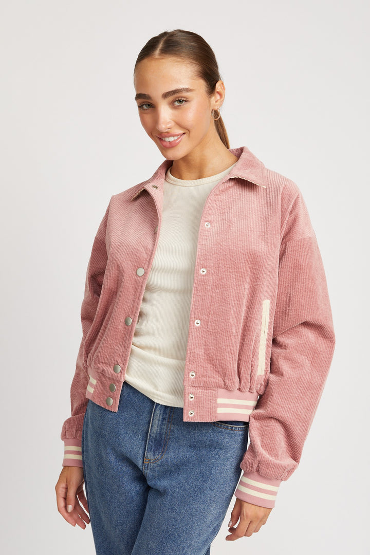 Rose Bomber Jacket With Collar