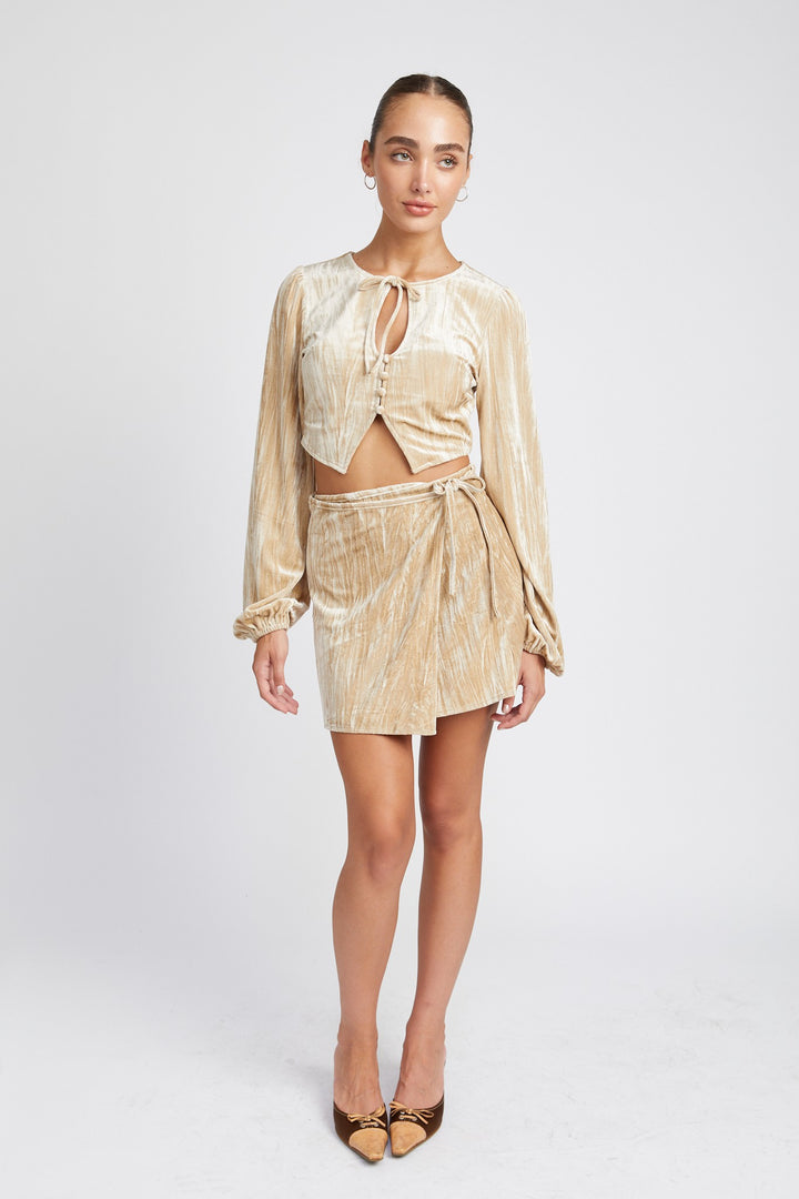 Velvet Mini Wrapped Skirt