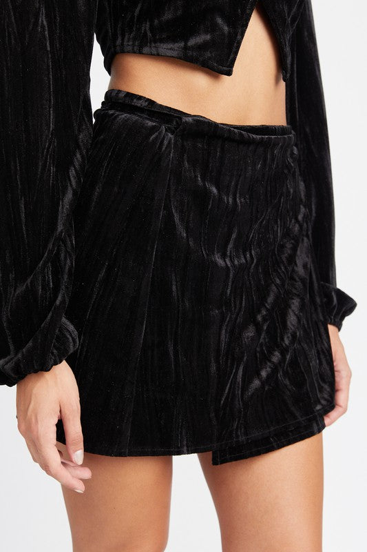 Oyster Velvet Mini Wrapped Skirt