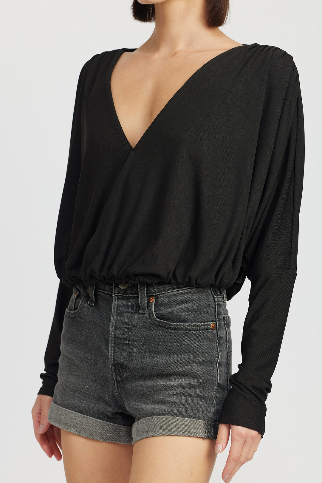 Teal Dolman Twist Front Top