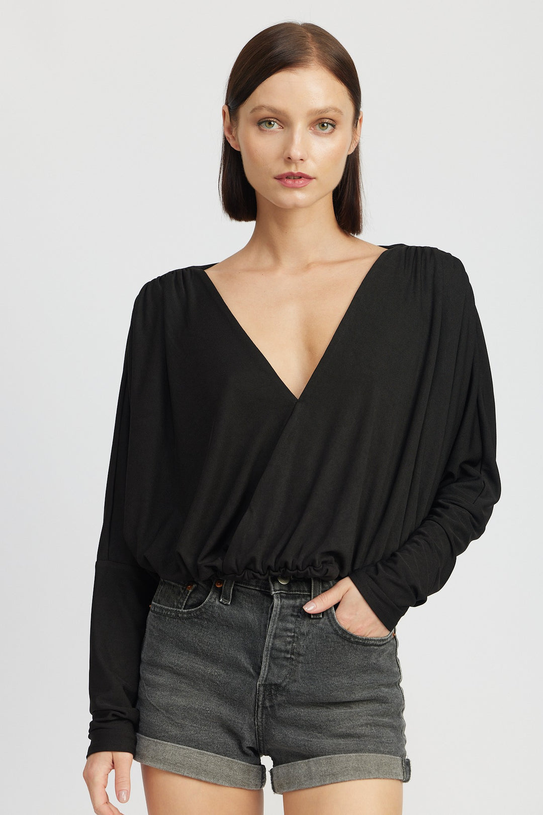 Teal Dolman Twist Front Top