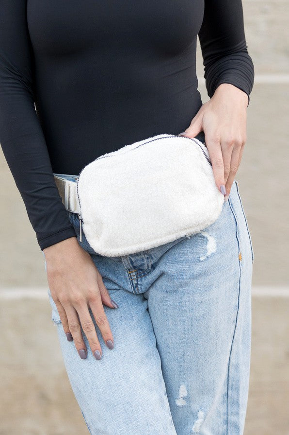 Lola Boucle Sherpa Sling Belt Bag