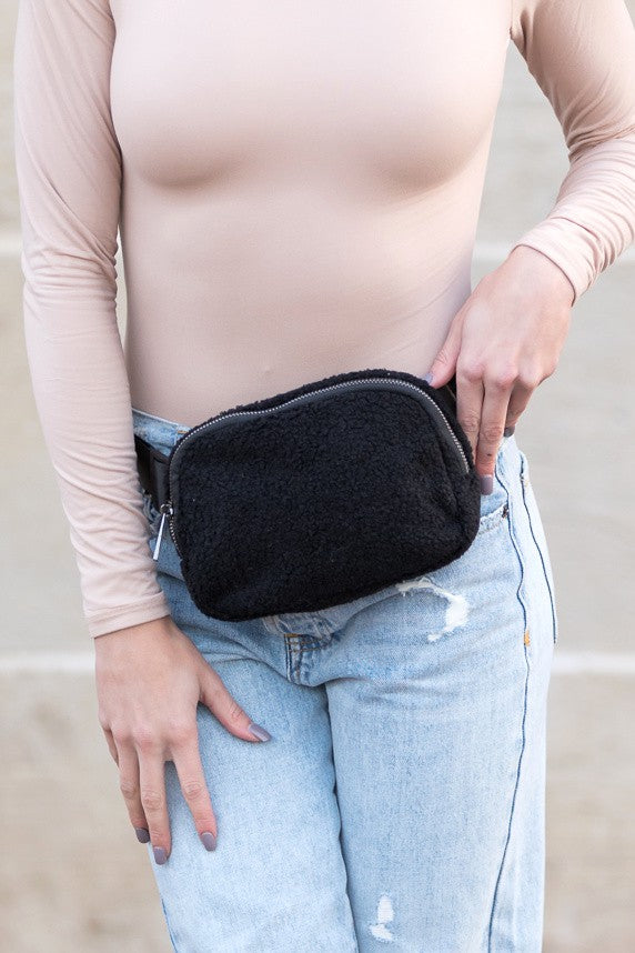 Camel Lola Boucle Sherpa Sling Belt Bag