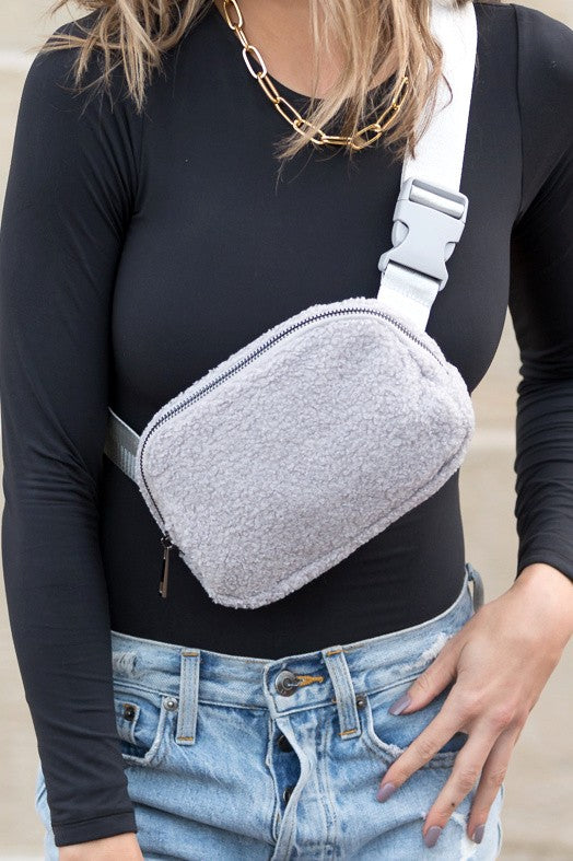 Lola Boucle Sherpa Sling Belt Bag