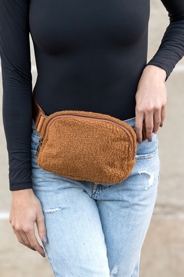 Lola Boucle Sherpa Sling Belt Bag