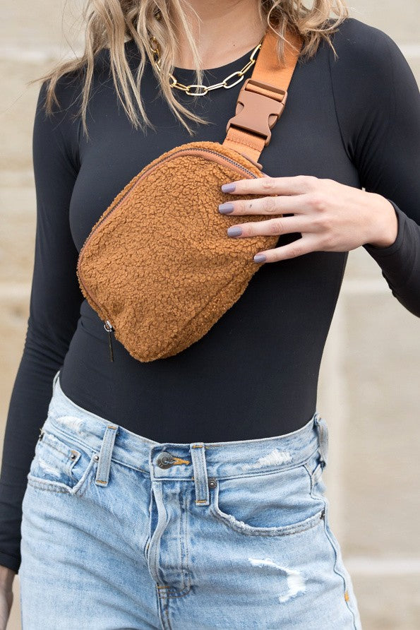 Lola Boucle Sherpa Sling Belt Bag