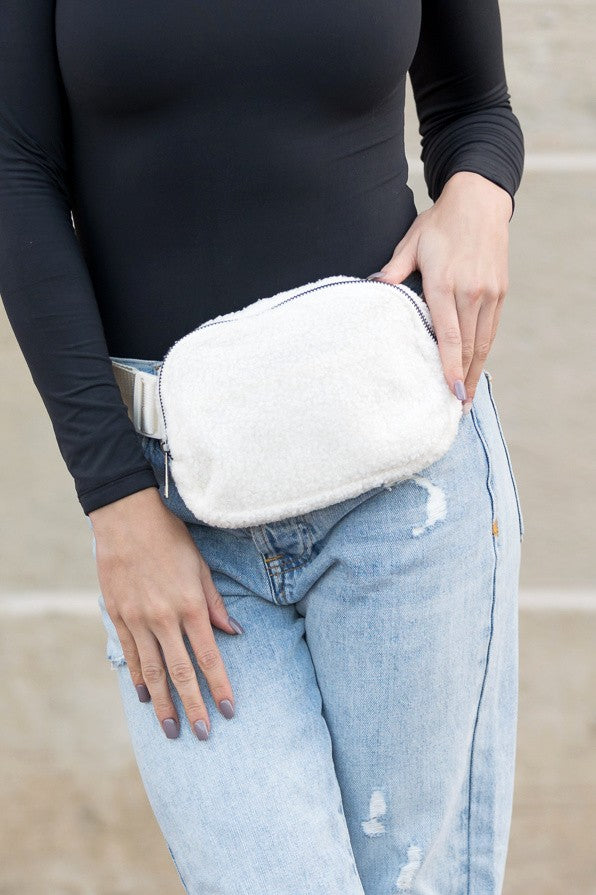 Lola Boucle Sherpa Sling Belt Bag