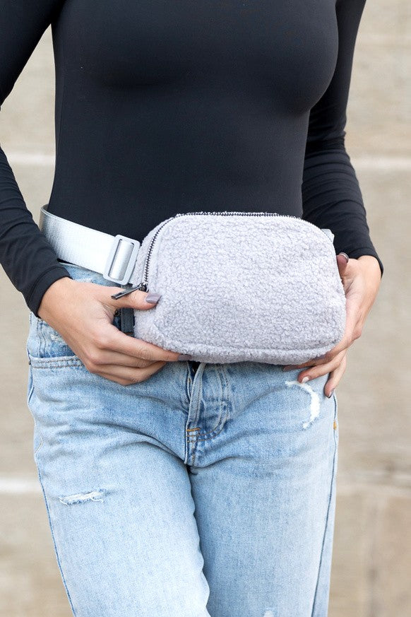 Lola Boucle Sherpa Sling Belt Bag