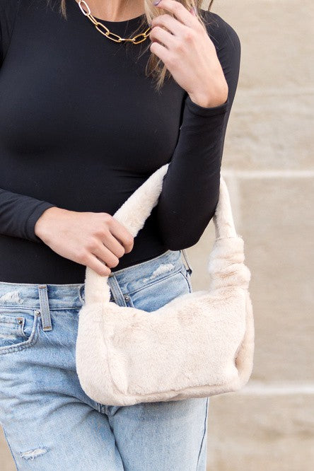 Almond Izzie Plush Shoulder Bag