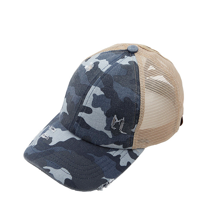 White Camo Cc Criss Cross Ponytail Caps 1