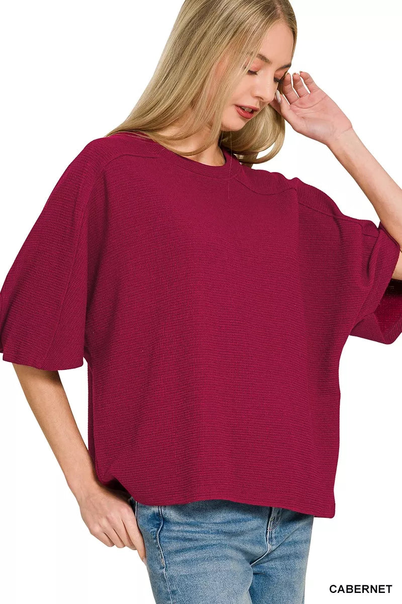 Cabernet Zenana Double Knit Short Sleeve Top 1