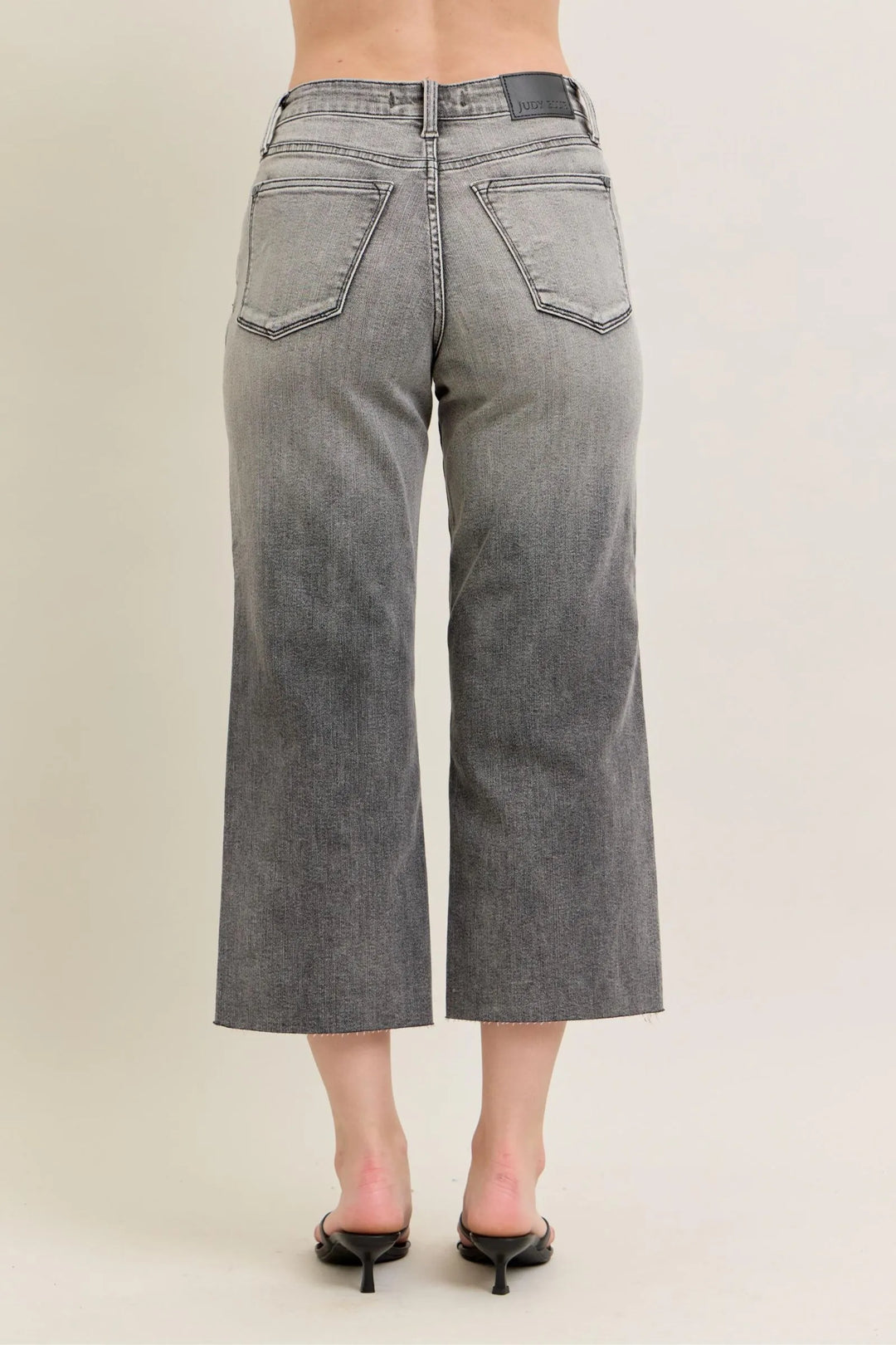 Gray Judy Blue Full Size Wide Leg Capris Jeans Plus Size