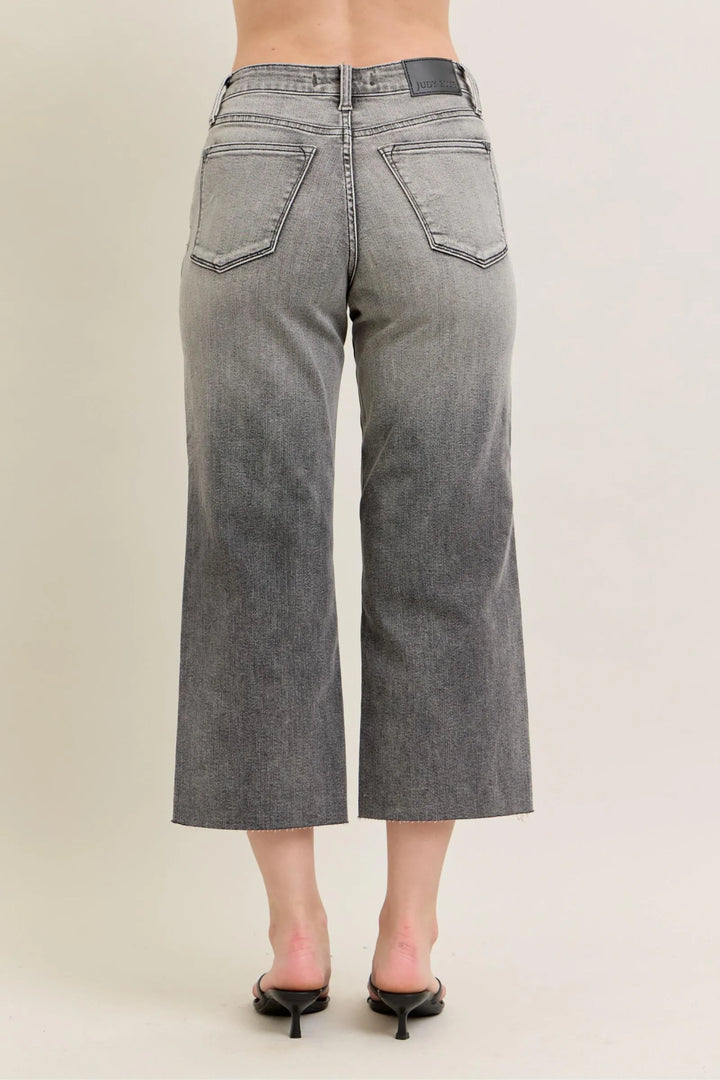 Gray Judy Blue Full Size Wide Leg Capris Jeans Plus Size