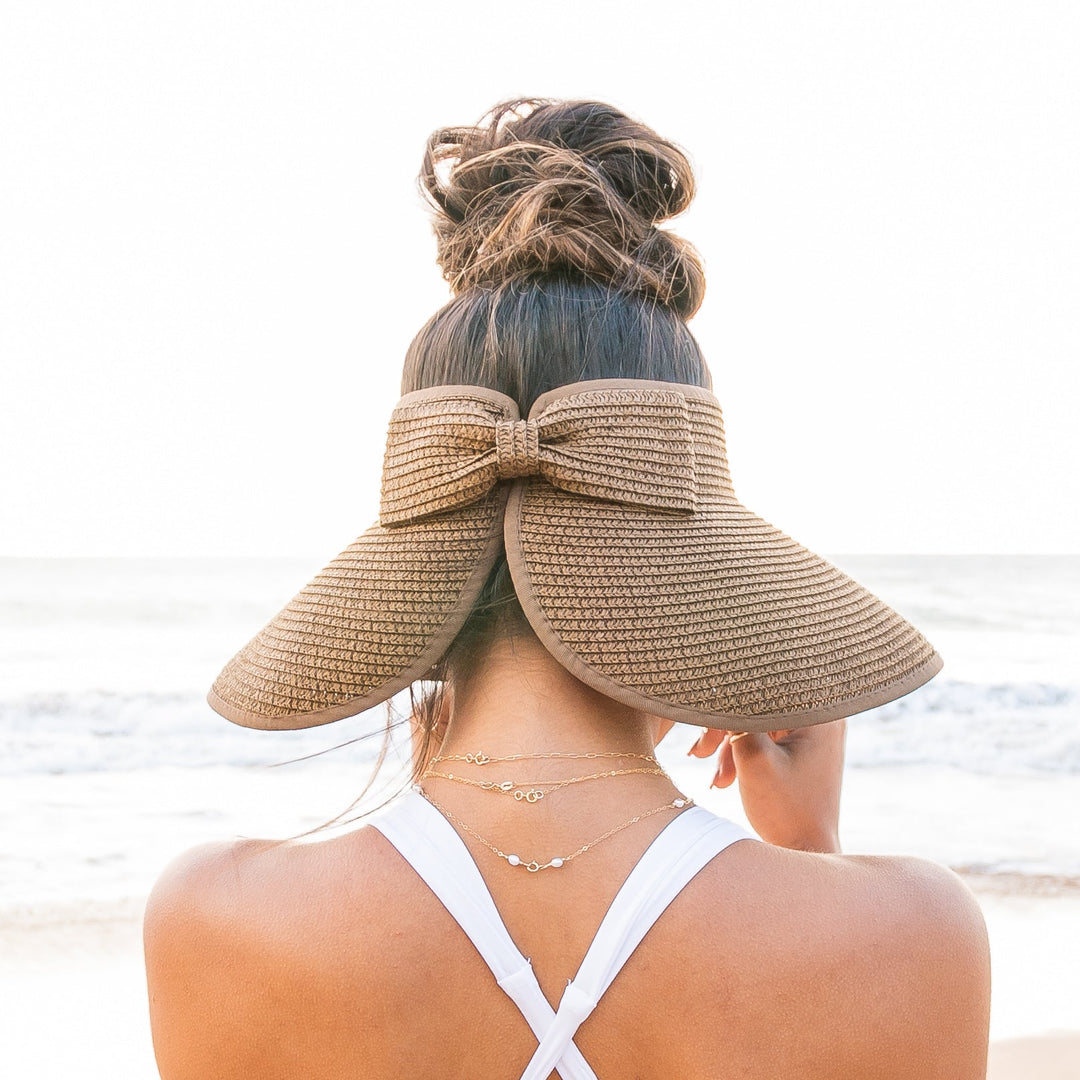 Hot Pink Foldable Wide Brim Bow Visor 1
