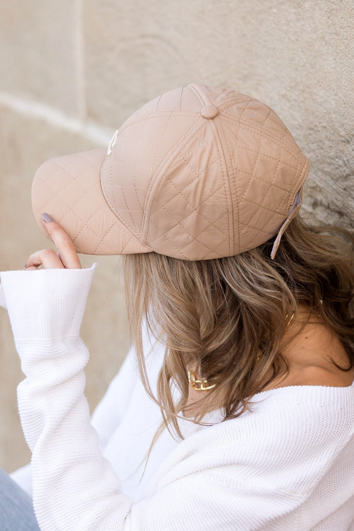 Bone Quilted Puffer Ball Cap