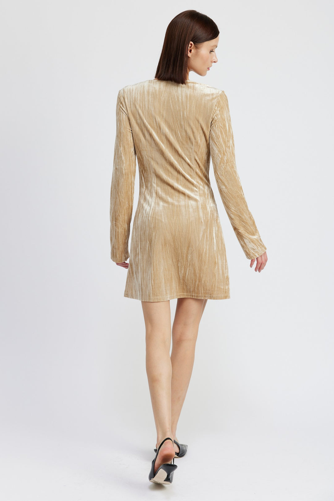 Long Sleeve Mini Suede Dress