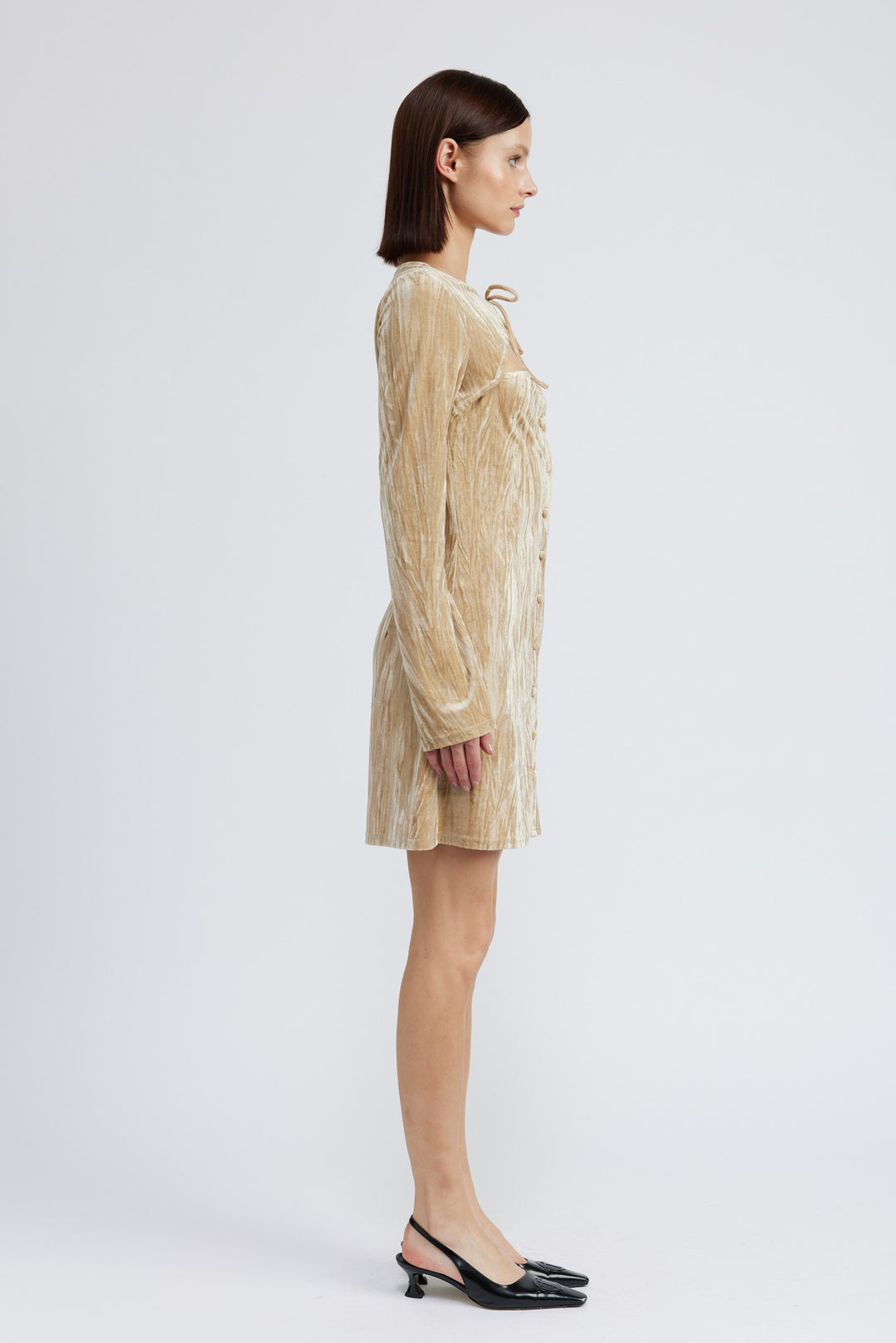 Long Sleeve Mini Suede Dress