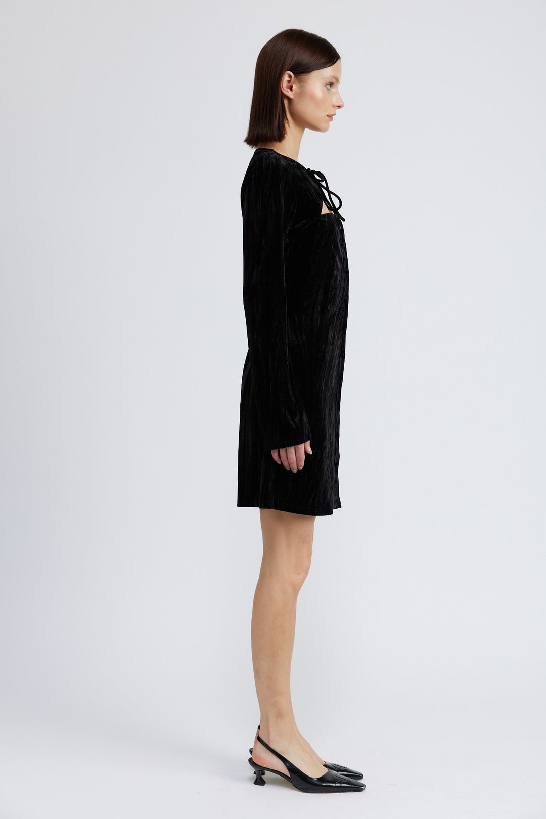 Long Sleeve Mini Suede Dress