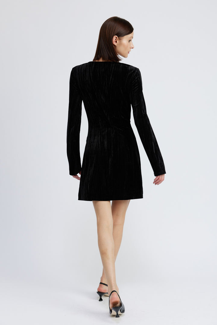 Long Sleeve Mini Suede Dress