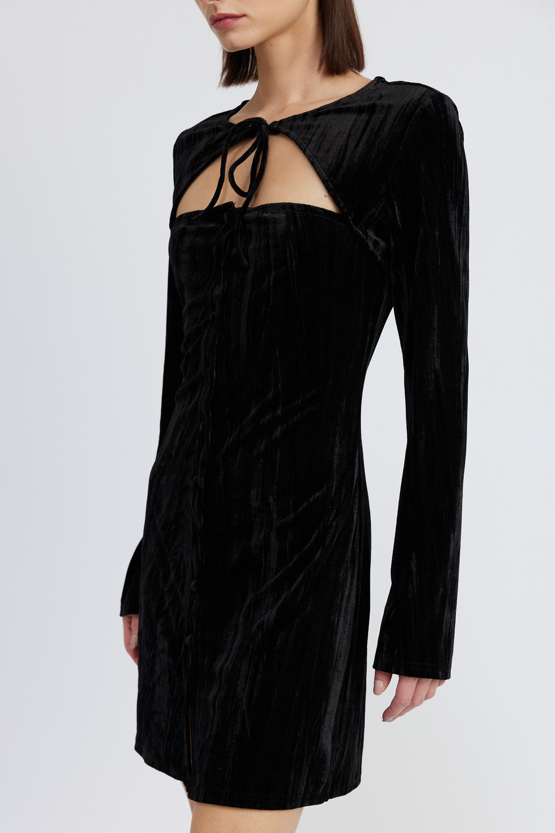 Long Sleeve Mini Suede Dress