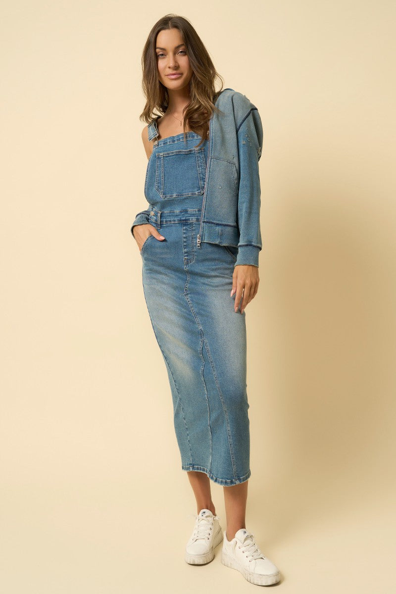 DENIM BLUE Overall Long Skirt