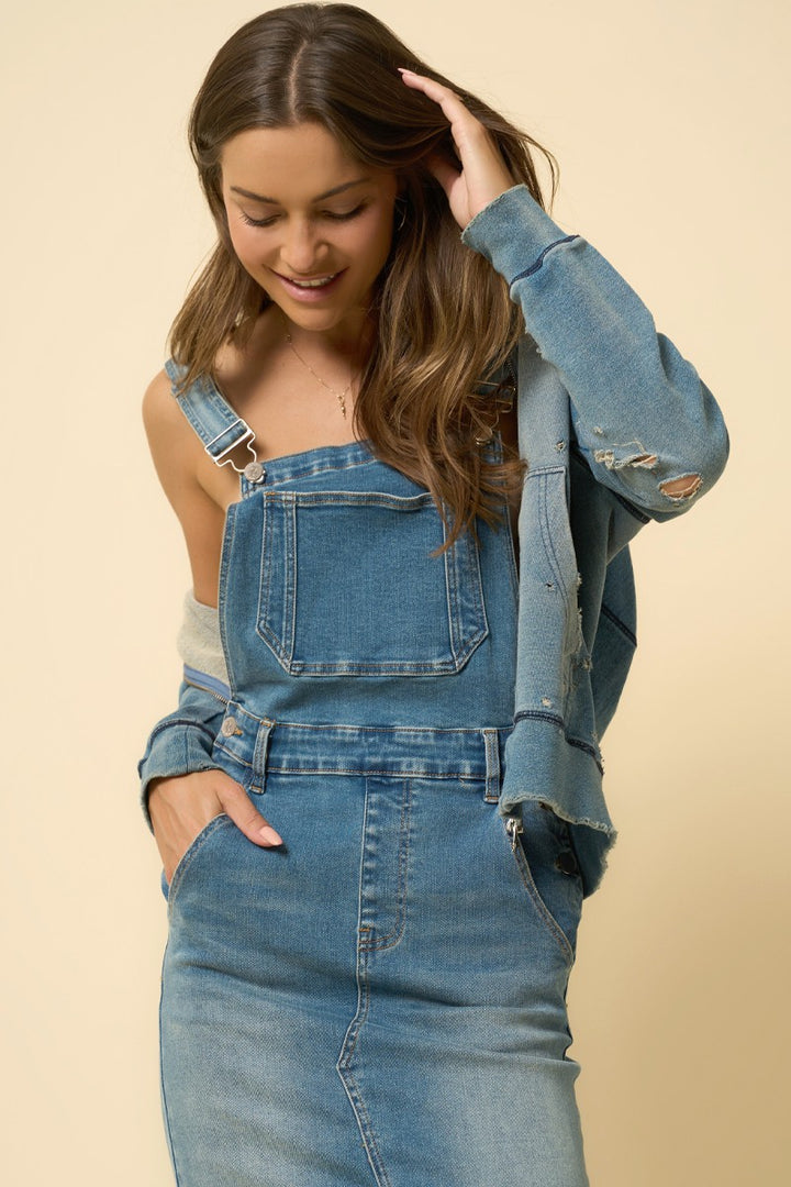 DENIM BLUE Overall Long Skirt