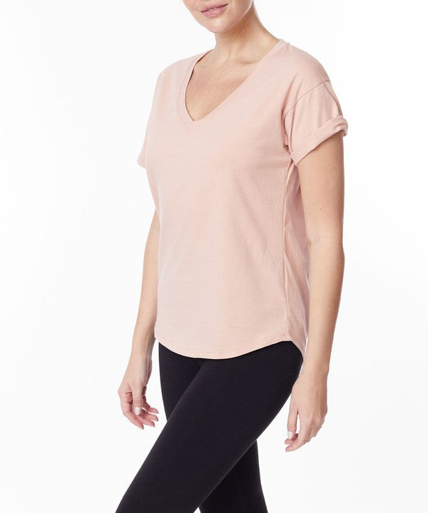WHITE Cotton Jersey V Neck On Her Day Top
