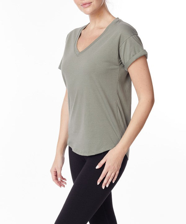 WHITE Cotton Jersey V Neck On Her Day Top