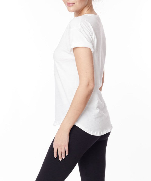 WHITE Cotton Jersey V Neck On Her Day Top