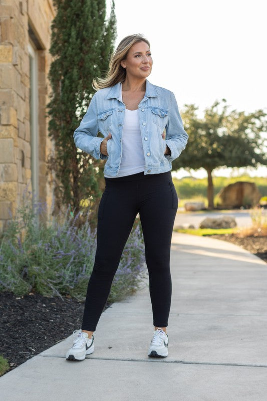 Black Full Length Leggings With Pockets 1