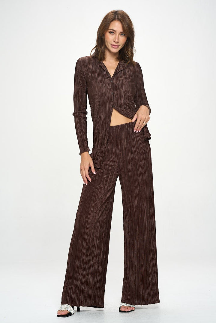 Made In Usa Vibrant Plisse Lined Straight Pants