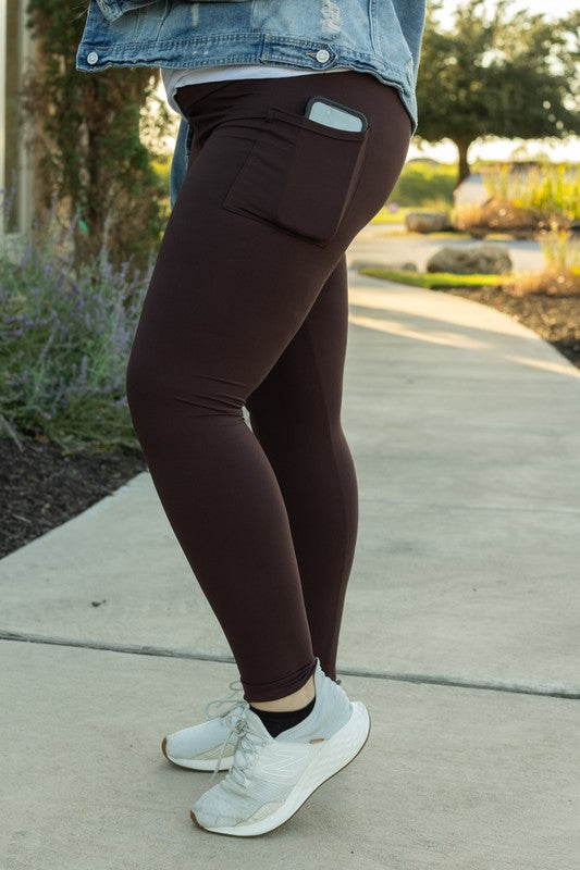 The Brady Full Length Brown Solid Leggings R3 1