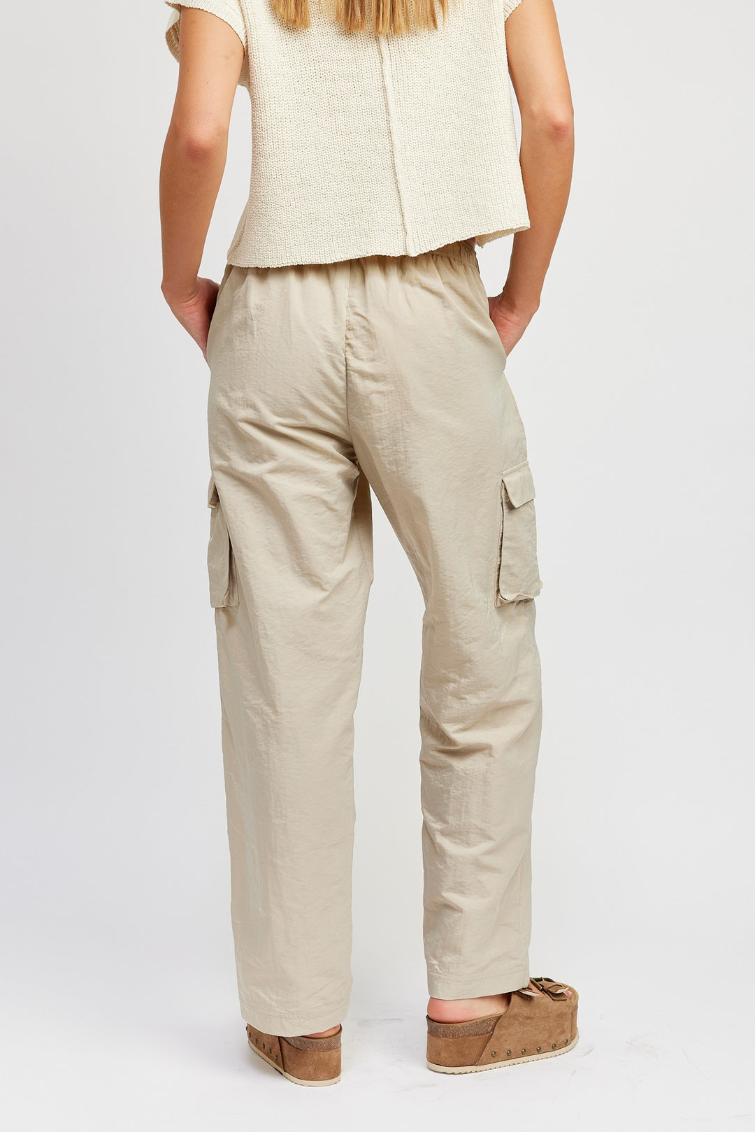 Straight Leg Pants With Elastic Waist Band