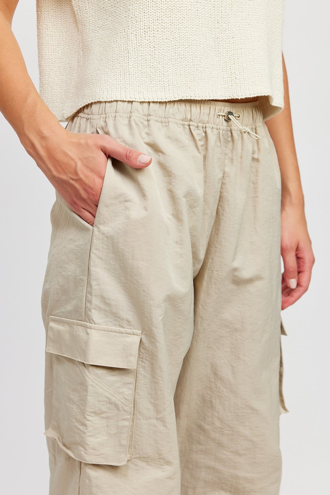 Straight Leg Pants With Elastic Waist Band