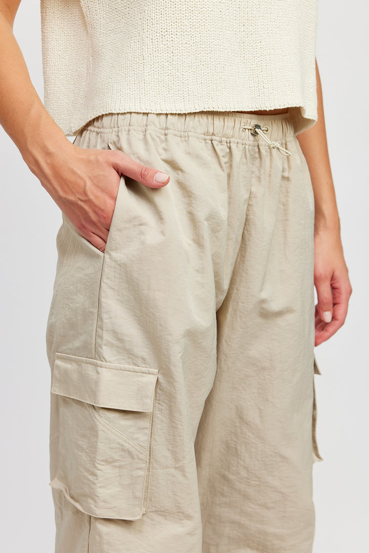 Straight Leg Pants With Elastic Waist Band